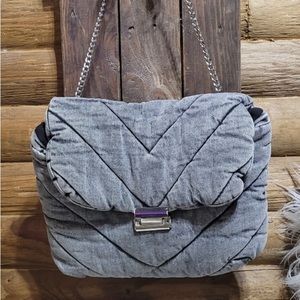 Zara Quilted Denim Shoulder Bag